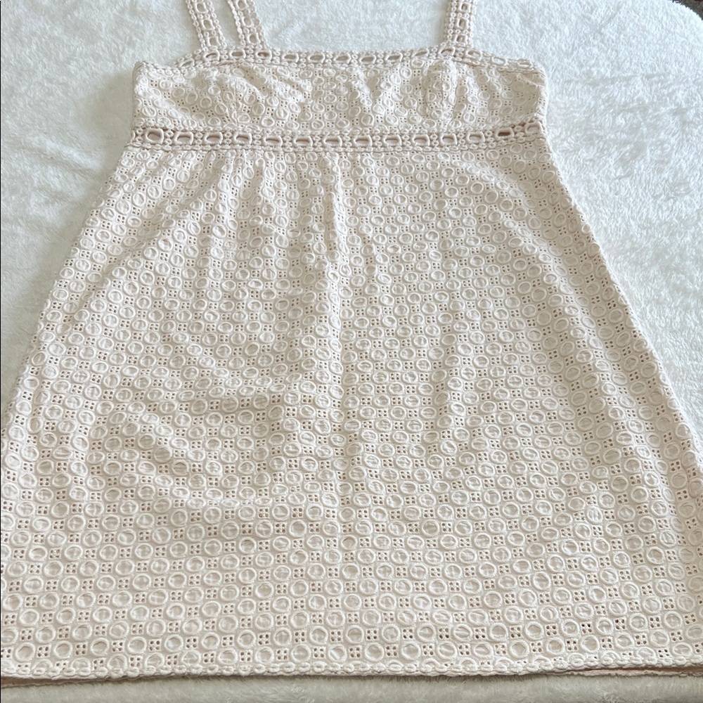 Ivory / Cream Embroidered Sleeveless Dress Knee Length Bridal Wedding Size 12